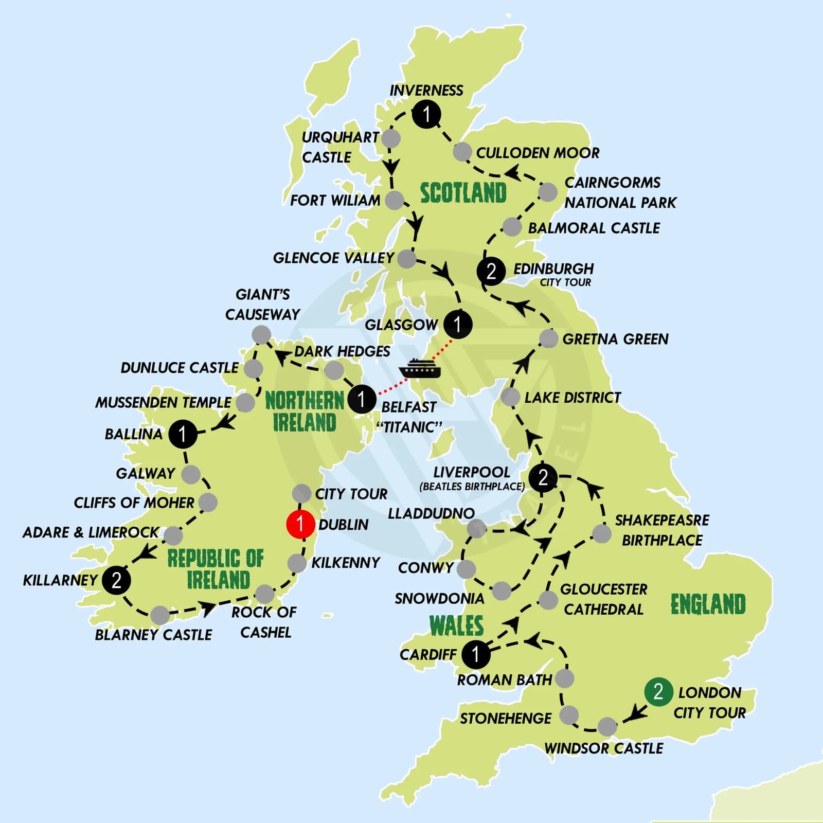 Coastal scenery on a UK and Ireland dream tour