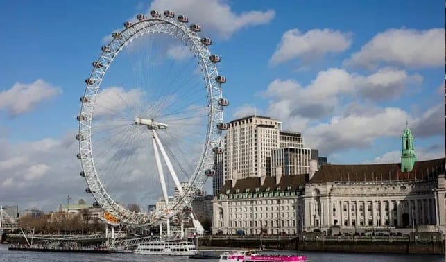The London Eye beside County Hall on the South Bank