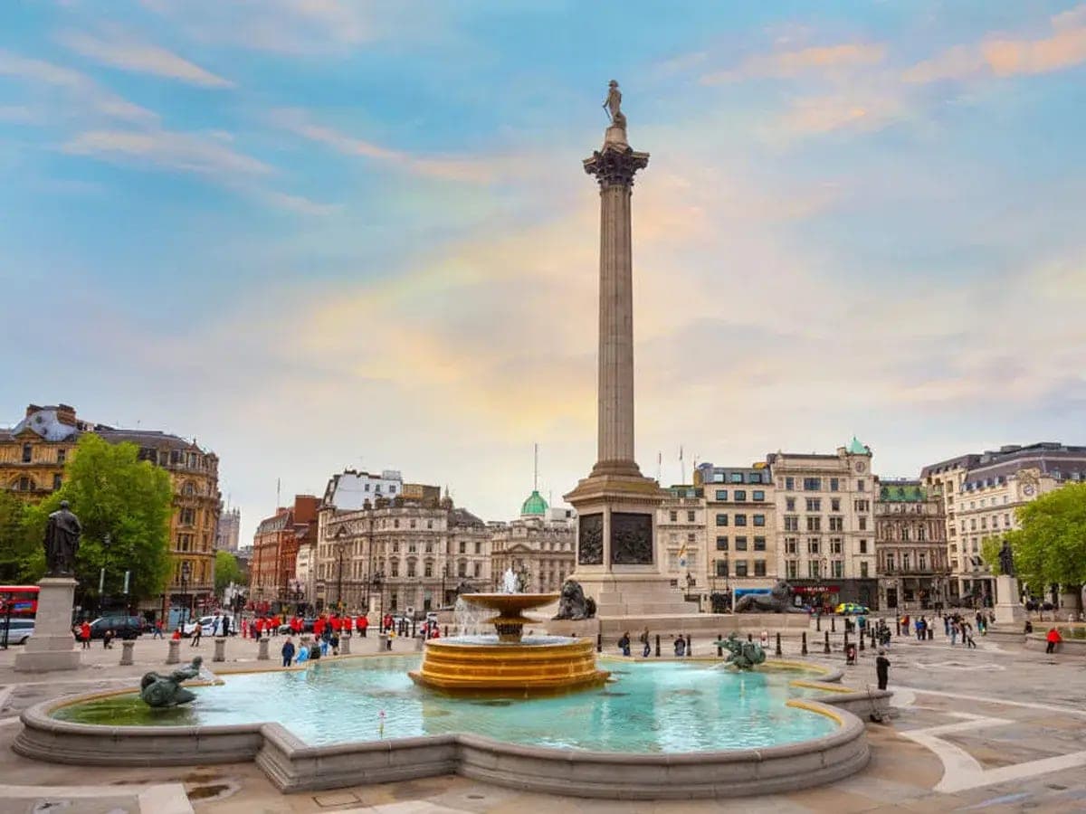 Nelson's Column and the fountains of Trafalgar Square