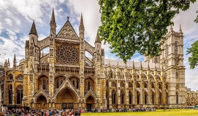 The Gothic west front of Westminster Abbey